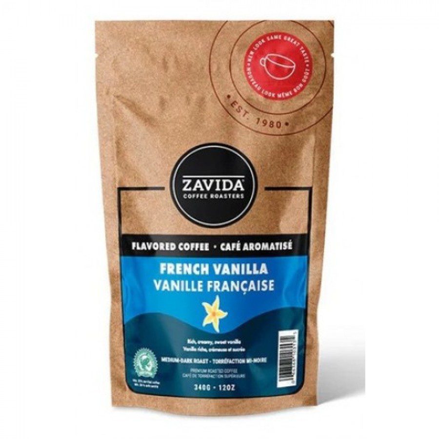Zavida French Vanilla cafea boabe 340g cu aroma cremoasa de vanilie