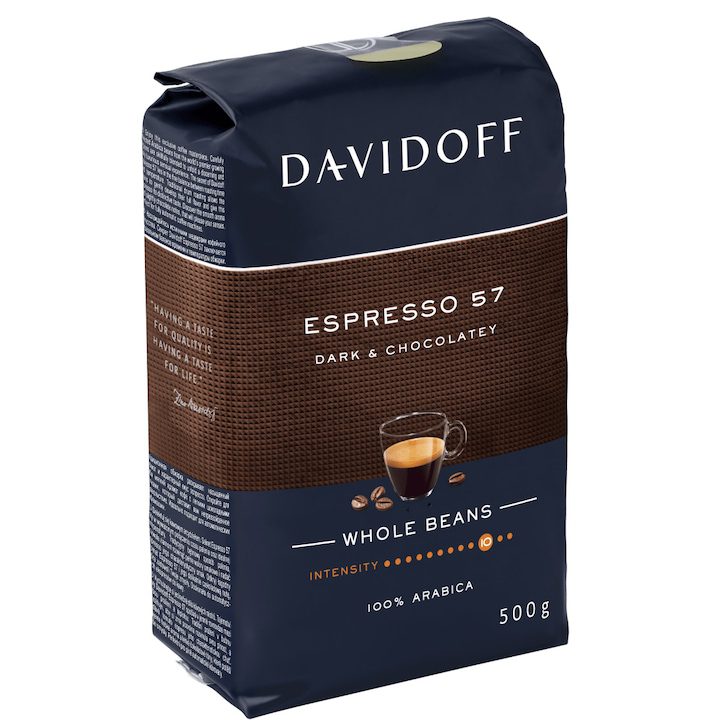 Cafea boabe Davidoff Espresso 57 aroma ciocolata prajire intensa 500g