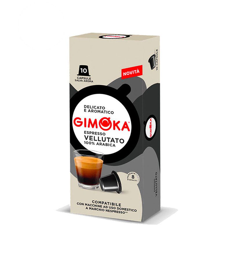 Capsule cafea Gimoka Vellutato 10 Nespresso Arabica cu crema compacta