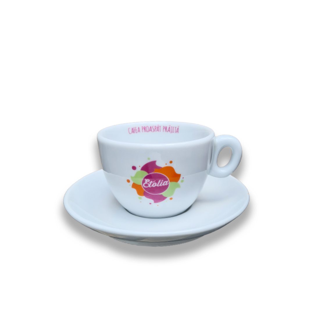 Set 6 cesti si farfurii ceramice latte macchiato marca Etolia