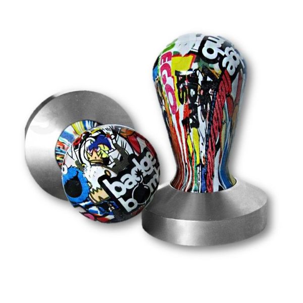 Tamper Etolia 58mm cu maner ergonomic si benzi decorative pentru cafea