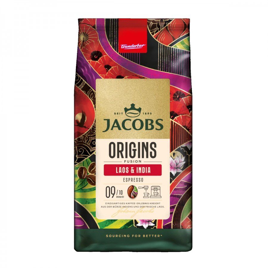 Jacobs Origins Cafea Boabe Laos India 1kg - Espresso Intens cu Arome Bogate