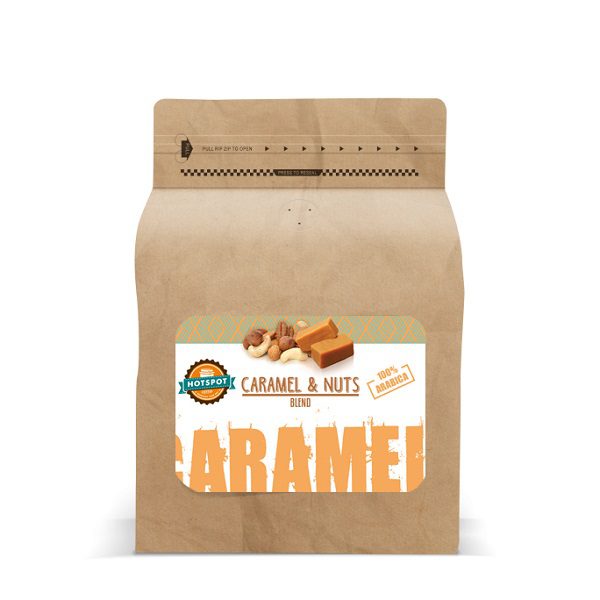 Hotspot Caramel Nuts Blend 250g boabe cafea pentru Cappuccino