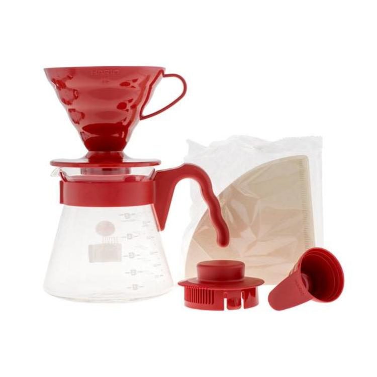 Set Hario V60 Dimensiune 02 Rosu Pentru Cafea Filtru