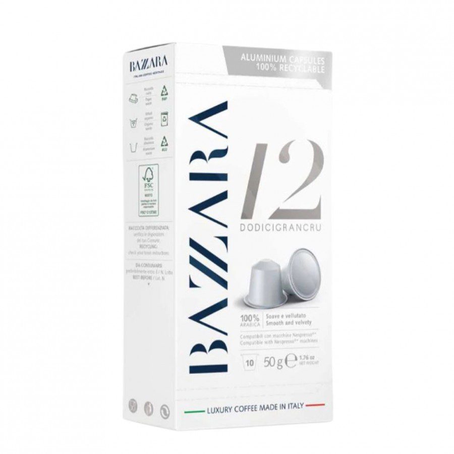 Capsule Bazzara Dodicigrancru Nespresso 12 Arabica Arome Flori Cacao Vanilie