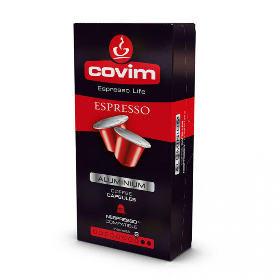 Capsule cafea Covim Espresso compatibile Nespresso aluminiu 10 buc aroma intensa