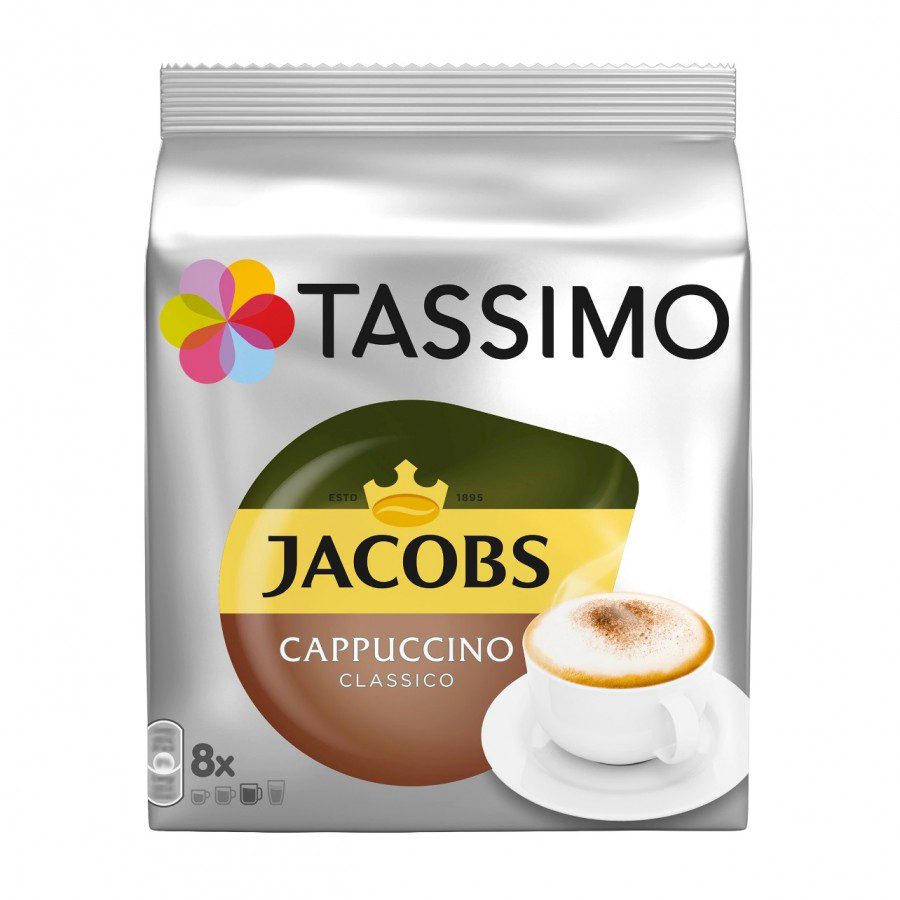 Capsule Tassimo Jacobs Cappuccino cafea macinata si lapte indulcit