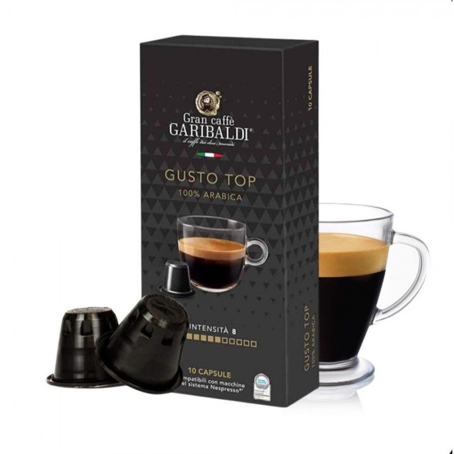 Capsule Garibaldi Gusto Top Arabica Intens 8 pentru Espresso Nespresso 10 Buc