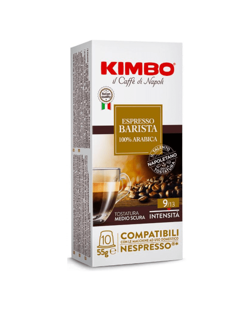 Kimbo Espresso Barista Arabica 10 capsule Nespresso aroma dulce intensitate 9/13