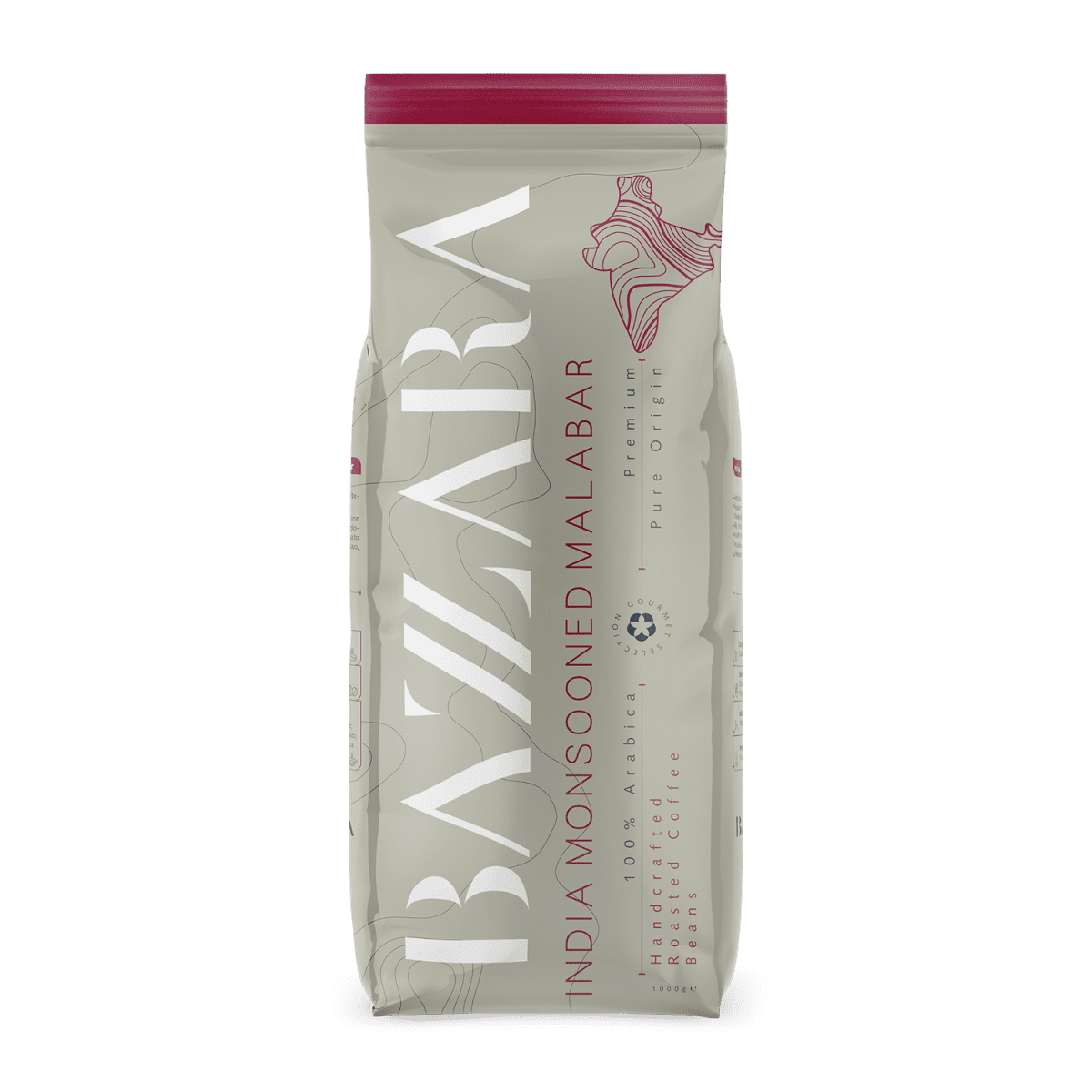 Cafea boabe Bazzara India Monsooned Malabar 1kg - Aroma Intensa Proces Natural