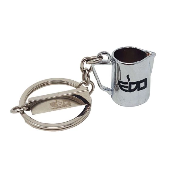 Edo Barista breloc chei argintiu metalizat cu model lattiera decorativa