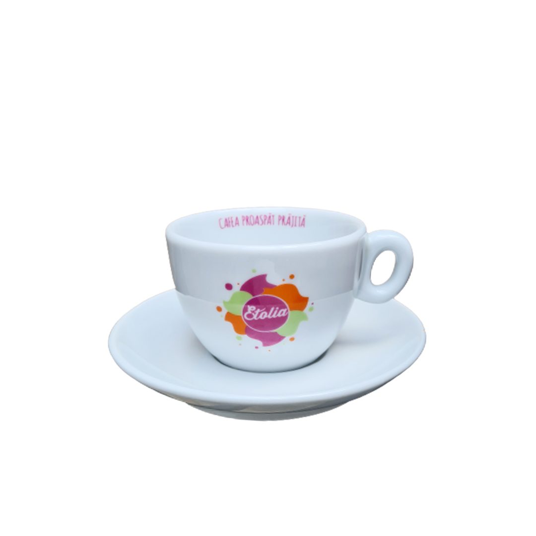 Etolia Set 6 Cesti Espresso Portelan 70ml cu Farfurii Rezistente 1400C