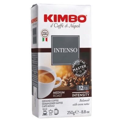 Kimbo Aroma Intenso 250g cafea macinata intensa cu amestec arabica robusta